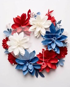 Intra Συλλεκτικό Ξύλινο Παζλ Plywood  4mm - Πατριωτικό στεφάνι αμερικανικής σημαίας Σε Ξύλινο Κουτί - Διαστάσεις: 10x10 cm – 25 κομμάτια