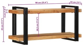 Ράφι τοίχου 90x33x45 cm μασίφ ξύλο ακακίας - Καφέ