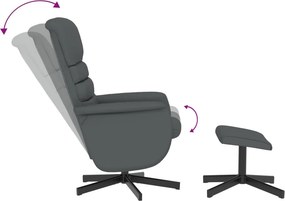 vidaXL Πολυθρόνα Ανακλινόμενη με Υποπόδιο Γκρι από Συνθετικό Δέρμα