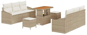 vidaXL Σετ Καναπέ Κήπου με μαξιλάρι 9 pcs Μπεζ συνθετικό ρατάν