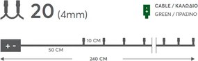 20 πολύχρωμα χριστουγεννιάτικα led λαμπάκια μπαταρίας 240cm με 8 προγράμματα και πράσινο καλώδιο