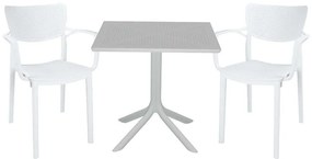 Τραπεζαρία Groovy-Frontline (Σετ 3Τμχ) 253-000108 80x80x74,5cm White 2 Θέσεων