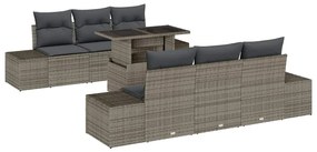 vidaXL Σετ Καναπέ με μαξιλάρι 7 pcs Γκρι συνθετικό ρατάν