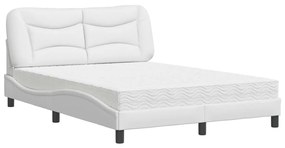 Κρεβάτι με Στρώμα Λευκό 120x200 εκ.από Συνθετικό Δέρμα - Λευκό