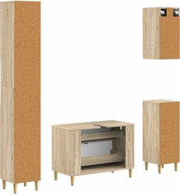 vidaXL Σετ Ντουλαπιών Μπάνιου 4 Τεμαχίων DELFT Sonoma Δρυς