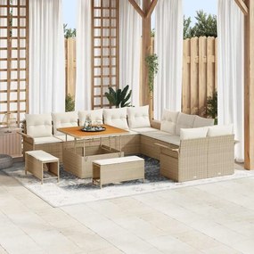 vidaXL Σετ Καναπέ Κήπου με μαξιλάρι 13 pcs Μπεζ και Κρέμα