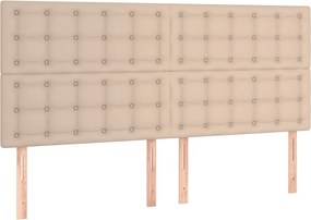 vidaXL Κρεβάτι Boxspring Στρώμα&amp;LED Καπουτσίνο 160x200 εκ. Συνθ. Δέρμα