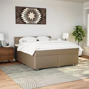 vidaXL Κρεβάτι Boxspring με Στρώμα Καπουτσίνο 180x200 εκ. Συνθ. Δέρμα