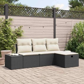 vidaXL Σετ Καναπέ Κήπου 4 pcs Μαύρο 55 x 62 x 69 εκ Πολυ ράταν