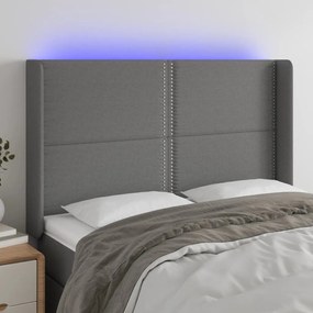 Κεφαλάρι Κρεβατιού LED Σκούρο Γκρι 147x16x118/128εκ. Υφασμάτινο 3123907