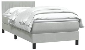 vidaXL Κρεβάτι Boxspring με Στρώμα Ανοιχτό Γκρι 100x210 εκ. Βελούδινο