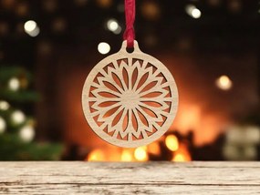 Intra απο ξύλο plywood 3mm-4mm πάχος – Χριστουγεννιάτικο λουλουδάτο μπιχλιμπίδι με νιφάδες χιονιού 30x30 cm INTRAVECTRY-MY546755