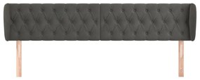 Κεφαλάρι με Πτερύγια Σκούρο Γκρι 203x23x78/88 εκ. Βελούδινο - Γκρι