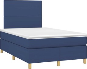 vidaXL Κρεβάτι Boxspring με Στρώμα Μπλε 120x190 εκ. Υφασμάτινο