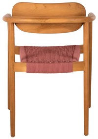 Πολυθρόνα OSLO Ξύλο Teak Φυσικό και Σχοινί Ρόζ 55x54x80Yεκ. 55x54x80 εκ.