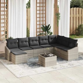 vidaXL Σέτ φαγητού για κήπο με μαξιλάρι 9 pcs Ανοιχτό γκρι
