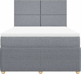 vidaXL Κρεβάτι Boxspring με Στρώμα Ανοιχτό Γκρι 140x200 εκ. Υφασμάτινο
