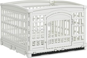 vidaXL Αλάνα Σκύλου 4 Πάνελ 177,5 x 154,5 x 112 εκ Πλαστικό Λευκό