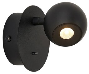 Απλίκα με Διακόπτη Led 3,3w 3000K 207lm D90xØ65xP110mm Black Sebastian Viokef 4270800