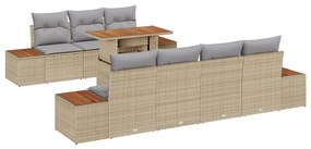 vidaXL Σετ Εξωτερικής Τραπεζαρίας 8 Θέσεων με Μαξιλάρια σε Μπεζ Πολυ Ράτανο Ακακία