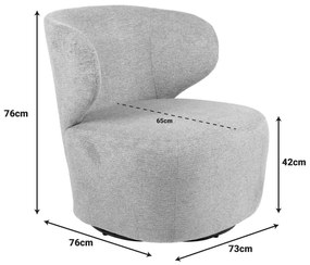 Πολυθρόνα Marelia pakoworld περιστρεφόμενη γκρι ύφασμα 73x76x76εκ