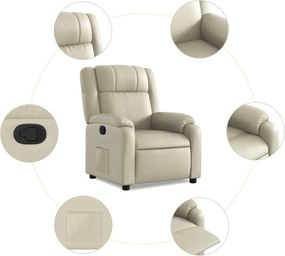 vidaXL Πολυθρόνα Ανακλινόμενη Κρεμ από Συνθετικό Δέρμα