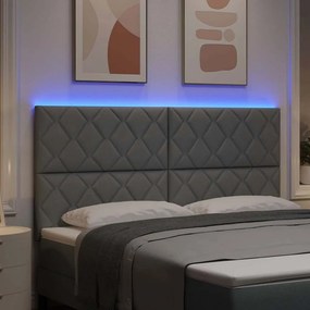 vidaXL LED κεφαλάρι Ανοιχτό γκρι 180 cm ύφασμα