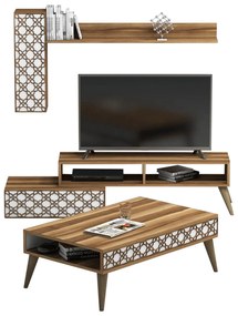 LIVING ROOM COMPOSITION  2PCS MELAMINE IN WALNUT-WHITE