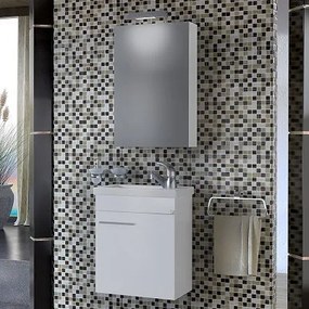 Drop Status White 45x28 MDF - Πάγκος με Νιπτήρα &amp; Καθρέπτη