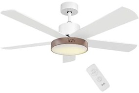 Izzy Ανεμιστήρας Οροφής Φ132cm DC65W Με LED Φως CCT IZ-9032 Λευκό-Όψη Ξύλου 224427