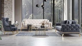 Stewehome Καναπές σετ 3+3+1 Mars με πολυθρόνα κρεμ /ανθρακί 220x90x80 cm