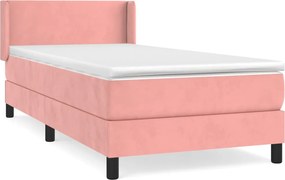 vidaXL Κρεβάτι Boxspring με Στρώμα Ροζ 90x200 εκ. Βελούδινο