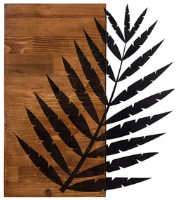 Διακοσμητικό Τοίχου Leaf 279ENZ1717 50x58cm Black-Walnut Wallity Μέταλλο,Ξύλο