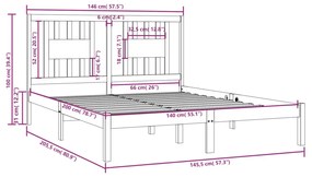vidaXL Πλαίσιο Κρεβατιού Λευκό 140 x 200 εκ. από Μασίφ Ξύλο Πεύκου