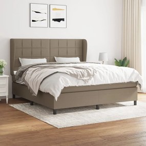 Κρεβάτι Boxspring με Στρώμα Taupe 180x200 εκ. Υφασμάτινο - Μπεζ-Γκρι