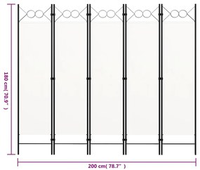 ΔΙΑΧΩΡΙΣΤΙΚΟ ΔΩΜΑΤΙΟΥ ΜΕ 5 ΠΑΝΕΛ ΛΕΥΚΟ ΚΡΕΜ 200 X 180 ΕΚ. 320707