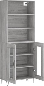 vidaXL Ντουλάπι Γκρι Sonoma 69,5 x 34 x 180 εκ. Επεξεργασμένο Ξύλο