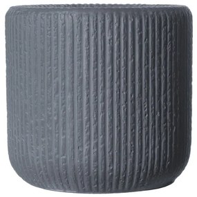 Supergreens Γλάστρα Πήλινη Στρογγυλή "Stripe" Γκρι Σκούρο L 42x42x40 εκ.