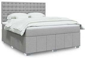 vidaXL Κρεβάτι Boxspring με Στρώμα Ανοιχτό Γκρι 180x200 εκ. Υφασμάτινο
