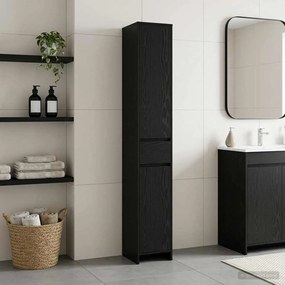 vidaXL Ντουλάπι Μπάνιου Μαύρη Δρυς 30 x 33 x 190 εκ.