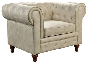 WOODWELL Ε942,11CHESTERFIELD York Πολυθρόνα Σαλονιού - Καθιστικού, Ύφασμα Απόχρωση Μπεζ 110x82x77cm Ε942,11