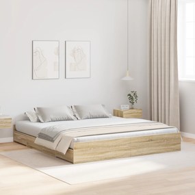 vidaXL Κρεβάτι με αποθηκευτικό χώρο Sonoma Δρυς 200 x 200 cm