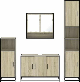 vidaXL Σετ Επίπλων Μπάνιου 4 Τεμαχίων Sonoma Δρυς Επεξεργασμένο Ξύλο