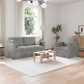 vidaXL Καναπές 2 pcs Ανοιχτό γκρι