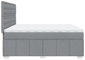 vidaXL Κρεβάτι Boxspring με Στρώμα Ανοιχτό Γκρι 200x200 εκ. Υφασμάτινο