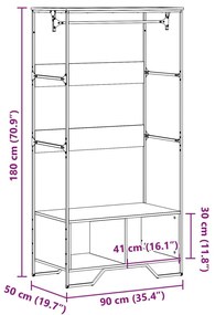 Ντουλάπα Γκρι Sonoma 90x50x180 εκ. από Επεξεργασμένο Ξύλο - Γκρι