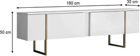 Έπιπλο τηλεόρασης Luxe λευκό-χρυσό 180x30x50εκ