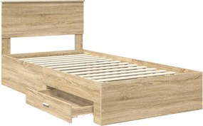vidaXL Σκελετός Κρεβατιού Sonoma Δρυς 100 x 200 cm Επεξεργασμένο Ξύλο
