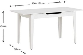 Τραπέζι Trendline Megapap επεκτεινόμενο χρώμα λευκό 120/150x70x75εκ.