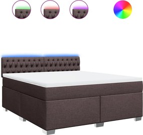 vidaXL Κρεβάτι Boxspring με Στρώμα Σκούρο Καφέ 180x200 εκ Υφασμάτινο